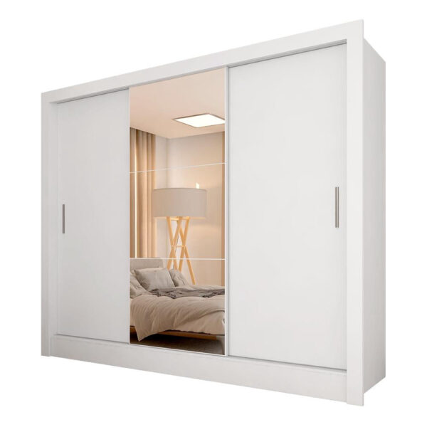 Roupeiro 3 Portas Casal Com 3 Espelhos Aurora Branco - m. Arapongas
